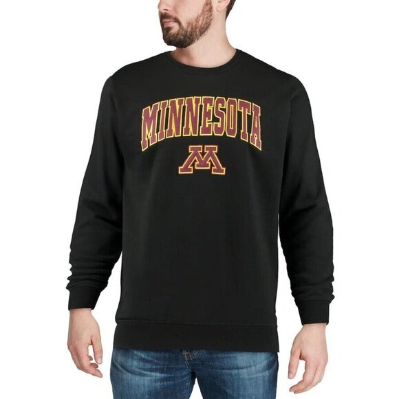 Men's Colosseum Black Minnesota Golden Gophers Size Small Crew Neck Sweatshirt - Picture 1 of 4